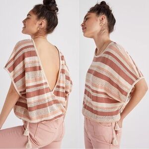 Anthropologie Striped Side Tie Poncho